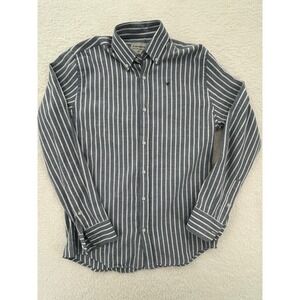 Silbon Mens Blue White Striped Sport Shirt XS Button Down Long Sleeve Logo